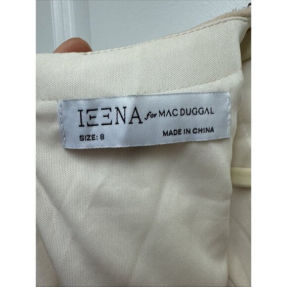 Mac Duggal Size 8 Cream 55694 Embellished Shoulder Blouson Sleeve Gown Dress New - Picture 12 of 13